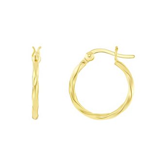 PRIMROSE 24k Gold Plated Twisted Hoop Earrings