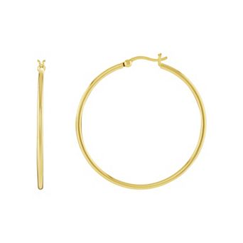 PRIMROSE 24k Gold Plated Polished Hoop Earrings