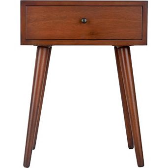 Decor Therapy Mid Century One Drawer Wood Side Table