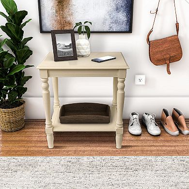 Decor Therapy Round One Door and Drawer Side Table