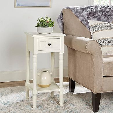 Decor Therapy Round One Door and Drawer Side Table