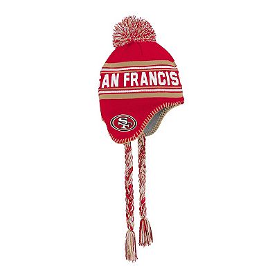 Youth Scarlet San Francisco 49ers Jacquard Tassel Knit Hat with Pom