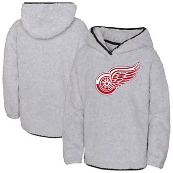 Girls Youth Heather Gray Detroit Red Wings Ultimate Teddy Fleece Pullover Hoodie