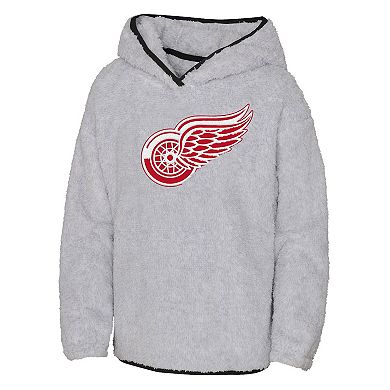 Girls Youth Heather Gray Detroit Red Wings Ultimate Teddy Fleece Pullover Hoodie