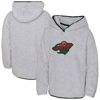 Girls Youth Heather Gray Minnesota Wild Ultimate Teddy Fleece Pullover Hoodie