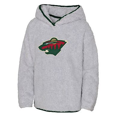 Girls Youth Heather Gray Minnesota Wild Ultimate Teddy Fleece Pullover Hoodie