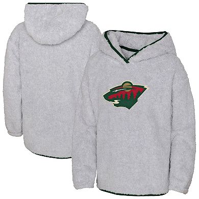 Girls Youth Heather Gray Minnesota Wild Ultimate Teddy Fleece Pullover Hoodie