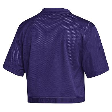 Women's adidas Purple Washington Huskies Primegreen V-Neck Cropped Jersey