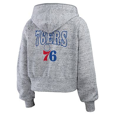 Women's WEAR by Erin Andrews Heather Gray Philadelphia 76ers Speckled Radiator Full-Zip Hoodie