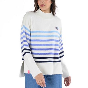 Women's Lusso White Florida Gators Simone Striple Mock Neck Oversized Pullover Sweatshirt