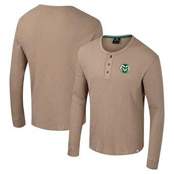 Men's Colosseum Tan Colorado State Rams Great Outdoors Henley Long Sleeve Shirt