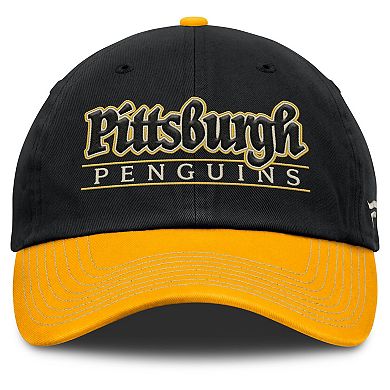 Men's Fanatics Black/Gold Pittsburgh Penguins Heritage Home Ice Two-Tone Adjustable Hat