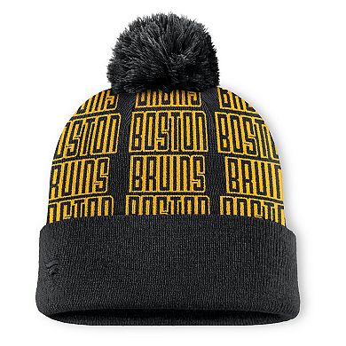 Men's Fanatics Black Boston Bruins Fundamental Empty Net Cuffed Knit Hat with Pom