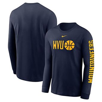 Men's Nike Navy West Virginia Mountaineers Basketball Icon Two-Hit Long Sleeve T-Shirt