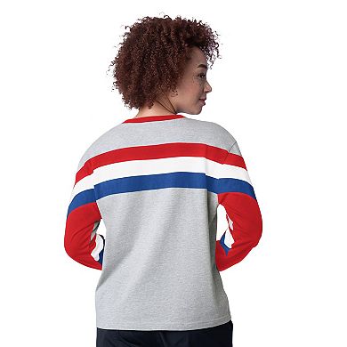 Women's Starter Heather Gray Philadelphia Phillies Triple A Fashion Color Block Long Sleeve Top