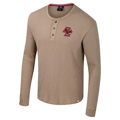 Men's Colosseum Tan Boston College Eagles Great Outdoors Henley Long Sleeve Shirt
