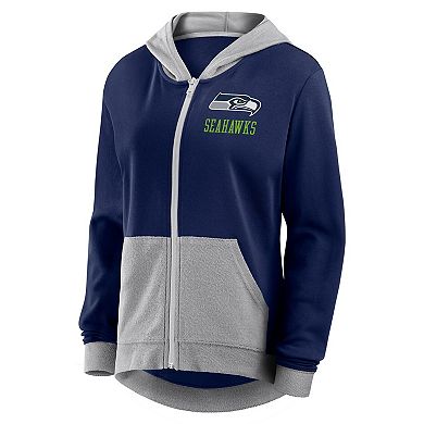 Women's College Navy Seattle Seahawks Hit It French Terry Full-Zip Hoodie