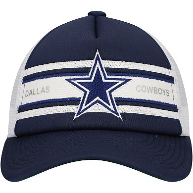 Youth Mitchell & Ness Navy Dallas Cowboys Stripe Trucker Adjustable Hat