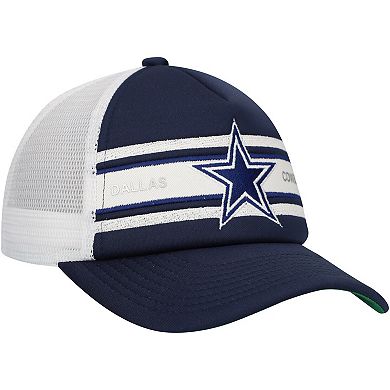 Youth Mitchell & Ness Navy Dallas Cowboys Stripe Trucker Adjustable Hat
