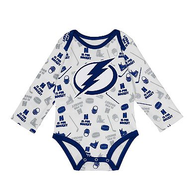 Infant White Tampa Bay Lightning Quick Learner Long Sleeve Bodysuit