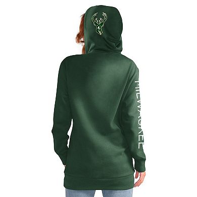Women's G-III 4Her by Carl Banks Green Milwaukee Bucks Base Coach Pullover Hoodie