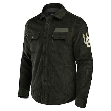 Men's Darius Rucker Collection by Fanatics Olive Oregon Ducks Corduroy Full-Button Shacket