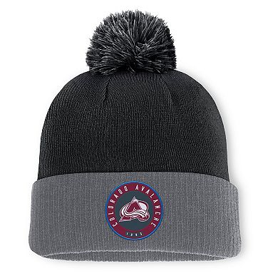 Men's Fanatics Black Colorado Avalanche Cuffed Knit Hat with Pom