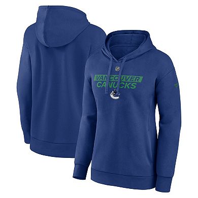 Women's Fanatics Blue Vancouver Canucks Authentic Pro Core Primary Fleece Pullover Hoodie