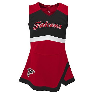 Girls Preschool Red Atlanta Falcons Two-Piece Cheer Captain Jumper Dress with Bloomers Set