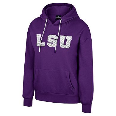 Women's Colosseum Purple LSU Tigers Reflection Rhinestone Drawcord Pullover Hoodie