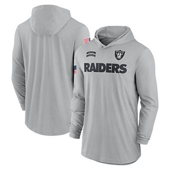 Men's Nike Gray Las Vegas Raiders 2024 Salute to Service Lightweight Performance Long Sleeve Hooded T-Shirt