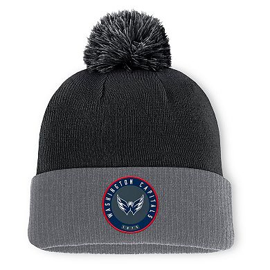 Men's Fanatics Black Washington Capitals Cuffed Knit Hat with Pom