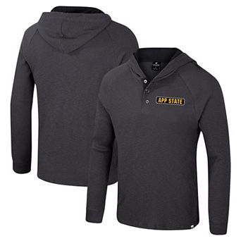 Men's Colosseum Charcoal Appalachian State Mountaineers Dujour Ralgan Long Sleeve Henley Hoodie T-Shirt