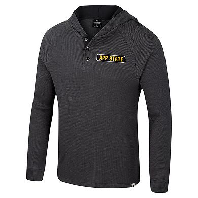Men's Colosseum Charcoal Appalachian State Mountaineers Dujour Ralgan Long Sleeve Henley Hoodie T-Shirt
