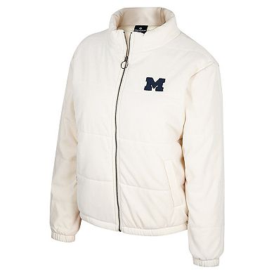 Women's Colosseum Cream Michigan Wolverines So Hot Right Now Quilted Puffer Full-Zip Jacket