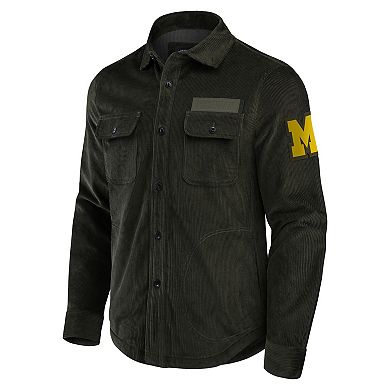Men's Darius Rucker Collection by Fanatics Olive Michigan Wolverines Corduroy Full-Button Shacket