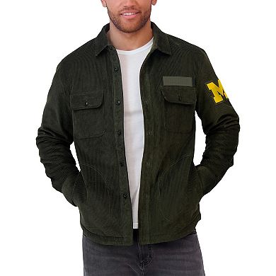Men's Darius Rucker Collection by Fanatics Olive Michigan Wolverines Corduroy Full-Button Shacket