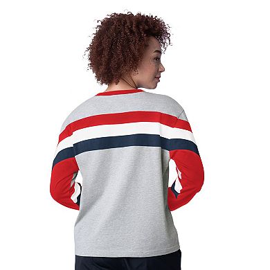 Women's Starter Heather Gray Boston Red Sox Triple A Fashion Color Block Long Sleeve Top