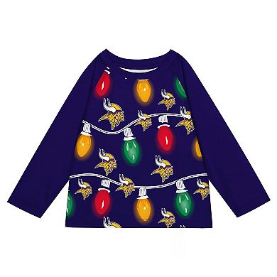 Toddler Minnesota Vikings Two-Piece Garland Holiday Long Sleeve Pajama Set