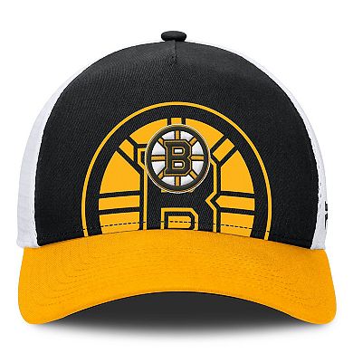Men's Fanatics Black/Gold Boston Bruins Authentic Pro A-Frame Rink Adjustable Hat