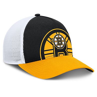 Men's Fanatics Black/Gold Boston Bruins Authentic Pro A-Frame Rink Adjustable Hat