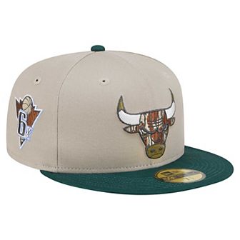 Men's New Era Natural/Hunter Green Chicago Bulls Lifestyle Tree Bark 59FIFTY Fitted Hat