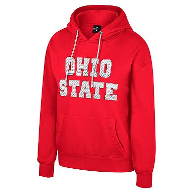 Women's Colosseum Scarlet Ohio State Buckeyes Reflection Rhinestone Drawcord Pullover Hoodie