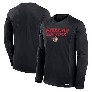 Men's Fanatics Black Ottawa Senators Authentic Pro Rink Tech Long Sleeve T-Shirt