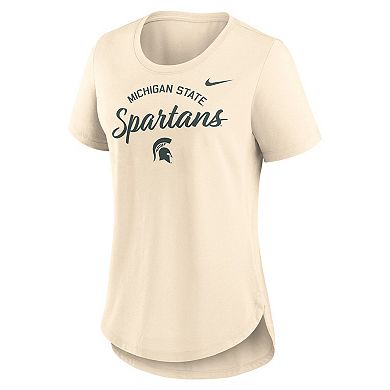 Women's Nike Cream Michigan State Spartans Script Logo Tri-Blend T-Shirt