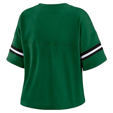 Women's WEAR by Erin Andrews Hunter Green Milwaukee Bucks Plus Size Color Block Boxy V-Neck T-Shirt