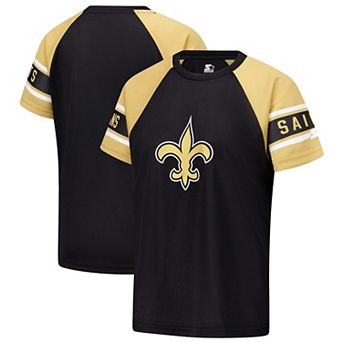 Women's Starter Black New Orleans Saints 1st Rounder Color Block Raglan Top