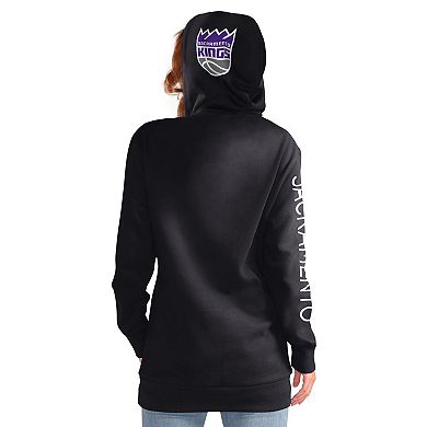 Women's G-III 4Her by Carl Banks Black Sacramento Kings Base Coach Pullover Hoodie