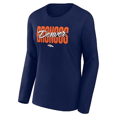 Women's Navy Denver Broncos Grip Long Sleeve T-Shirt