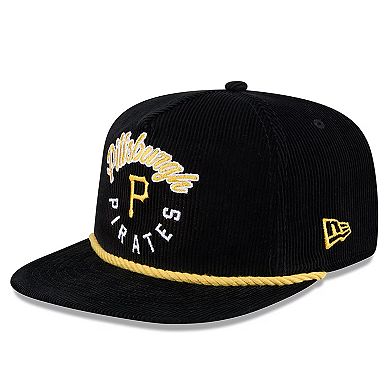 Men's New Era Black Pittsburgh Pirates Full Circle Corduroy Golfer Adjustable Hat